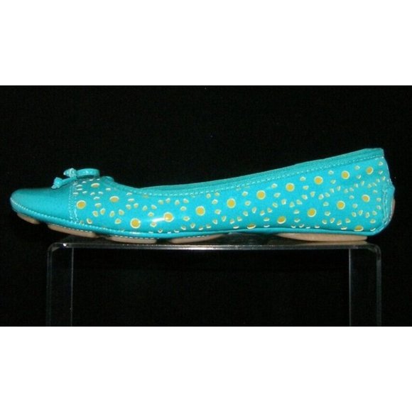 Mootsies Tootsies Allene teal bow round cap toe laser cut ballet flats 7.5M - Picture 7 of 11